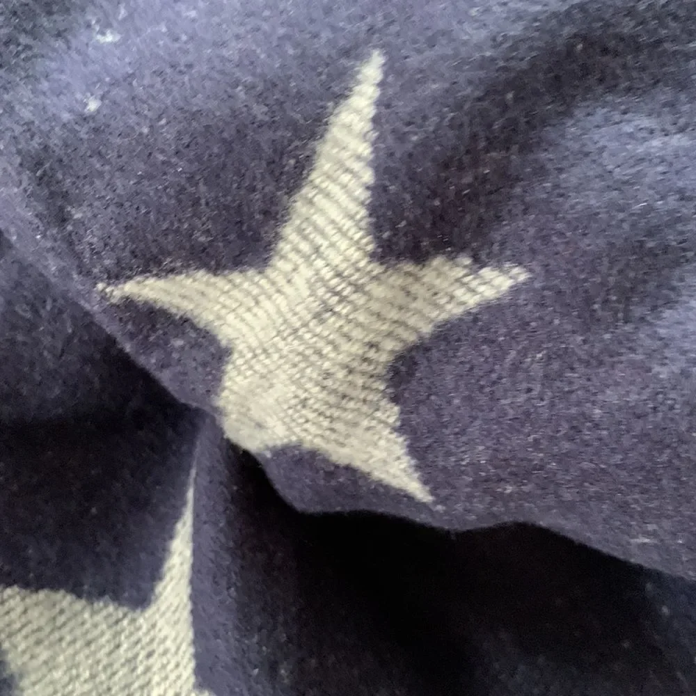 NWT Gap Navy Blue/Grey Stars Oversized Wrap with Fringe